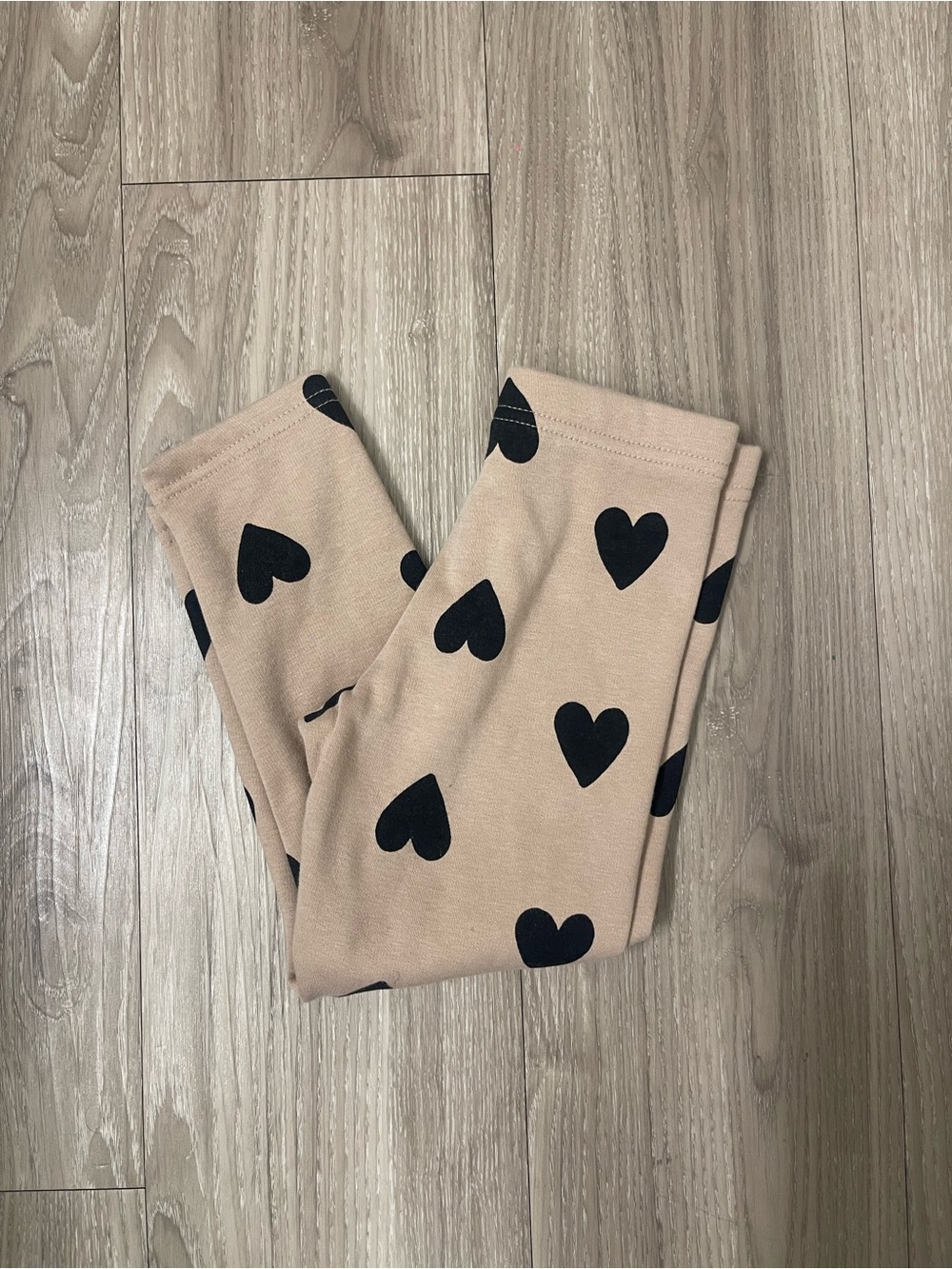 Carter's Beige Leggings with Black Heart Print
